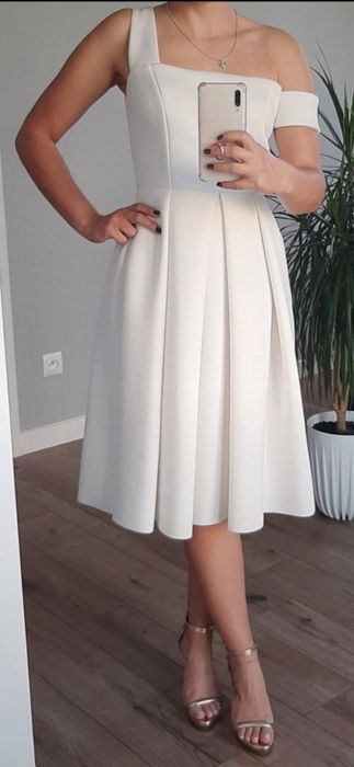 Biała sukienka piankowa midi