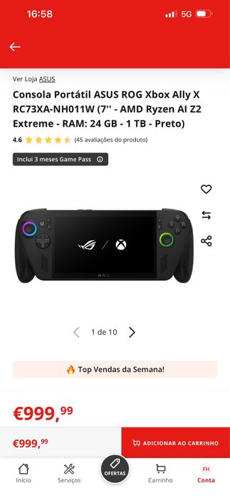 ASUS ROG Xbox Ally X 24GB RAM / 1TB SSD – Como Novo | Garantia | Fatura