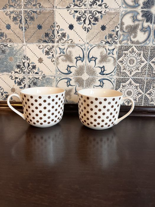 Kubki biale w kropki brazowe 330 ml
