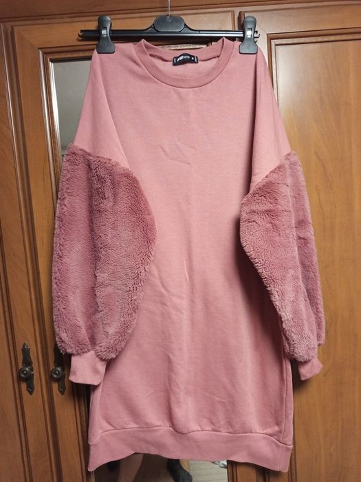 Bluza dresowa  S długa pudrowy róż 158 do  164
