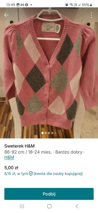 Sweterek H&M r. 86-92