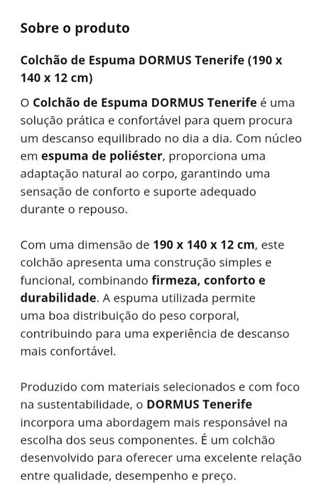 Colchão casal espuma 190x140x12