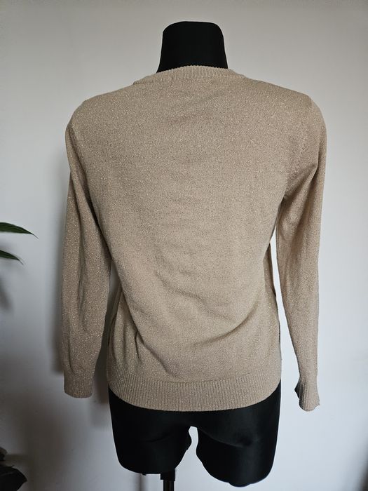 Sweter bliźniak beżowy ze złotą nitką