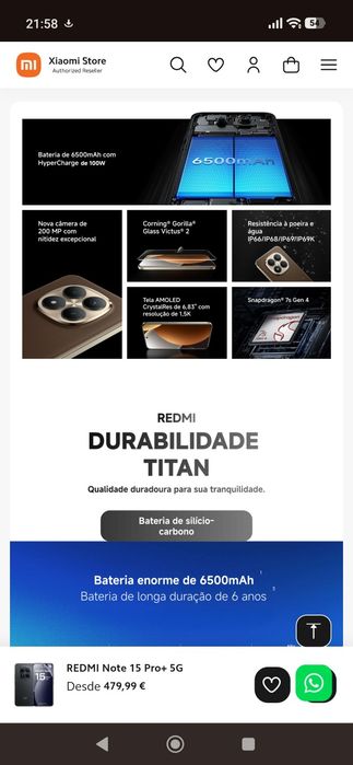 Xiaomi redmi note 15 pro plus 5g novo/ certificado militar