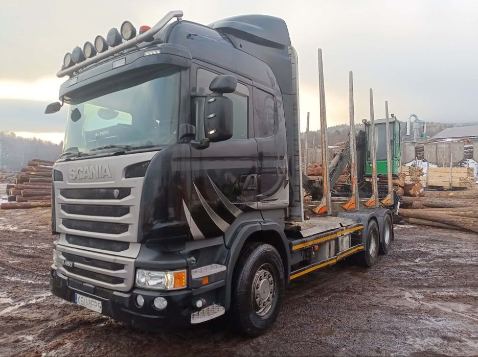 Scania R450 do drewna, dźwig, zabudowa aluminiowa, Kłonice aluminiowe