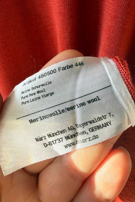 Maerz Muenchen Marz męski sweter koralowy czerwony 100% wełna rozm. XL