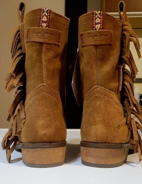 Pepe Jeans_kowbojki_botki zamszowe_karmelowo-brązowe_35_NOWE