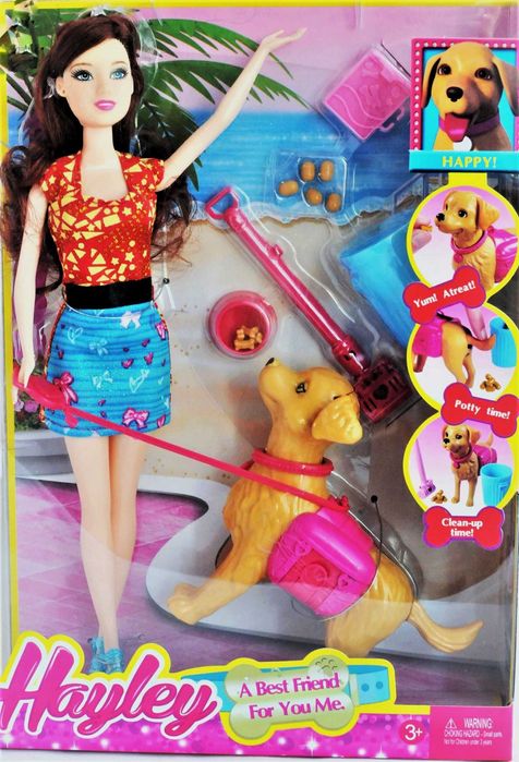 Wyprzedaż 2 szt Lalka 30 cm z pieskiem nauka sprzątania akcesoria