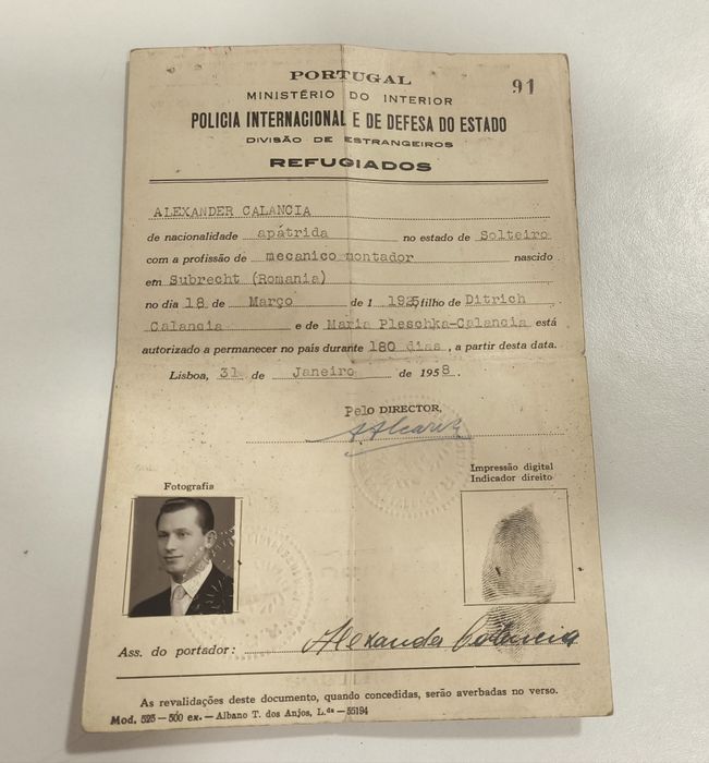 Espólio Histórico 1950/60 - Refugiado Apátrida (PIDE, ONU, Pan Am)