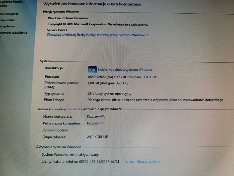 Komputer ATHLON II X2 3GHz 4GB DDR3, 320 GB HDD