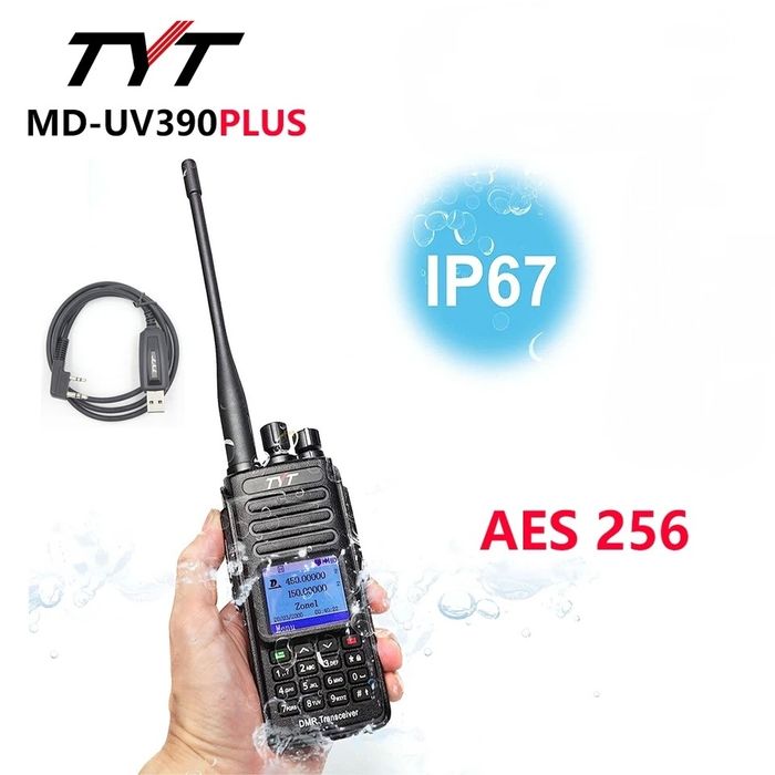 Рація цифрова (IP67) TYT MD-UV390Plus GPS 10Вт (шифр. AES256)акум 2800
