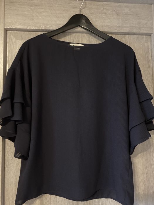 H&M grantowa zwiewna delikatna falbany elegancka biuro 34 S M HIT