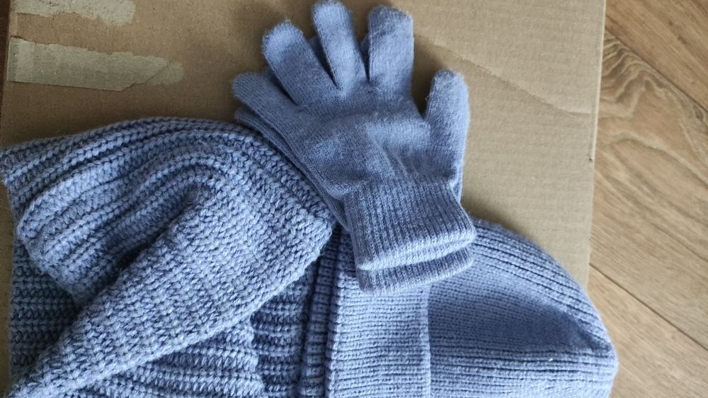 Zestaw zimowy. Komplet jak nowy, lekki fiolet,