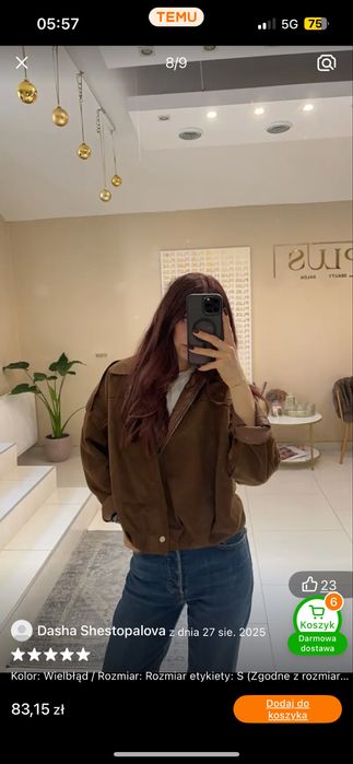 Kurtka brazowa viralowa L czekoladowa bomberka