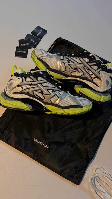 balenciaga runner archive drip style white yellow раннери сітка кросівки на літо