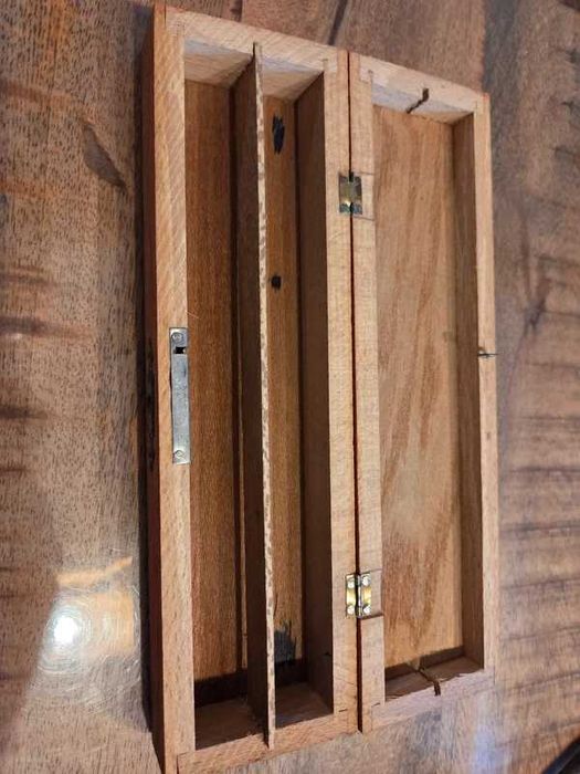 Lote de 3 estojos de madeira escolares antigos dos anos 50