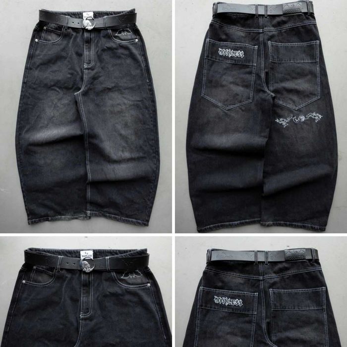 Штани MOONLESS JEANS rap джинси pants baggy y2k sk8 jnco скейтерські streetwear White Logo