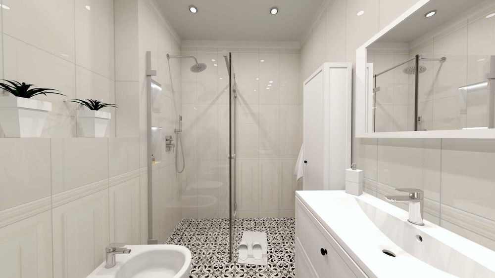 projekt łazienki 3d • wizualizacja • dobór płytek• rzuty mieszkań