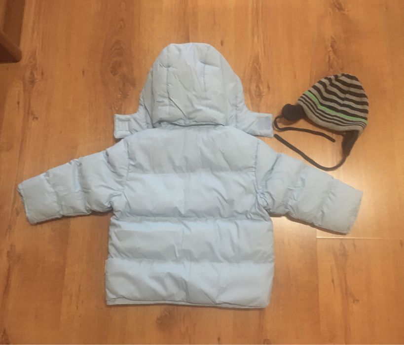Kurtka zimowa niebieska + czapka i komin