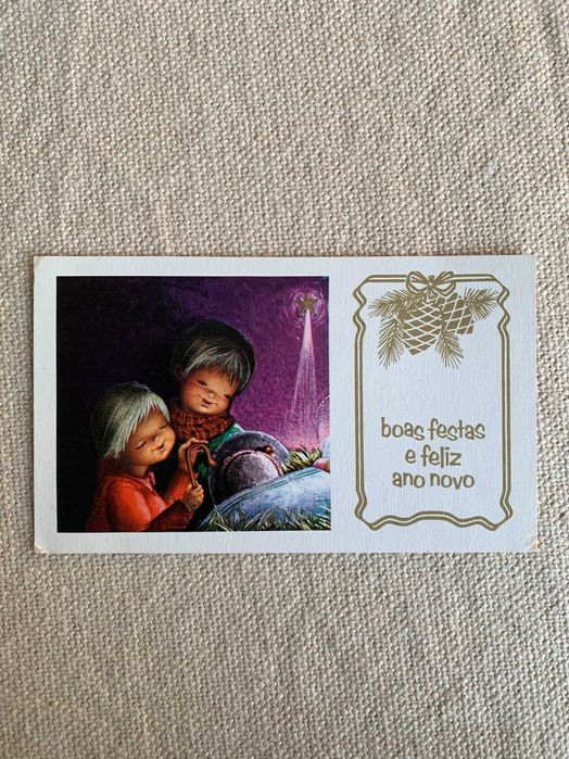 Postais religiosos e de Natal antigos vintage dos anos 70 / 80