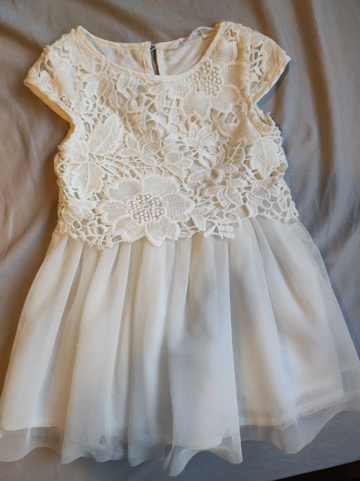 Tiulowa sukienka h&m z koronką i brokatem 98
