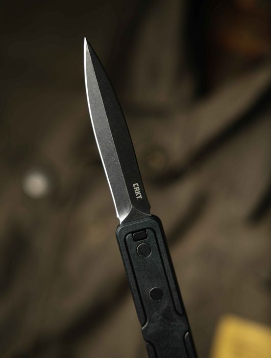 CRKT Gravitic Flip Manual OTF Knife Stonewash High Carbon D/E Black GRN (CR6013), фронтальний гравітаційний ніж,