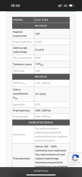 Zasilacz ZI LED 12V/6.7A IP67 A12-6701, Impulsowy metalowa obudowa