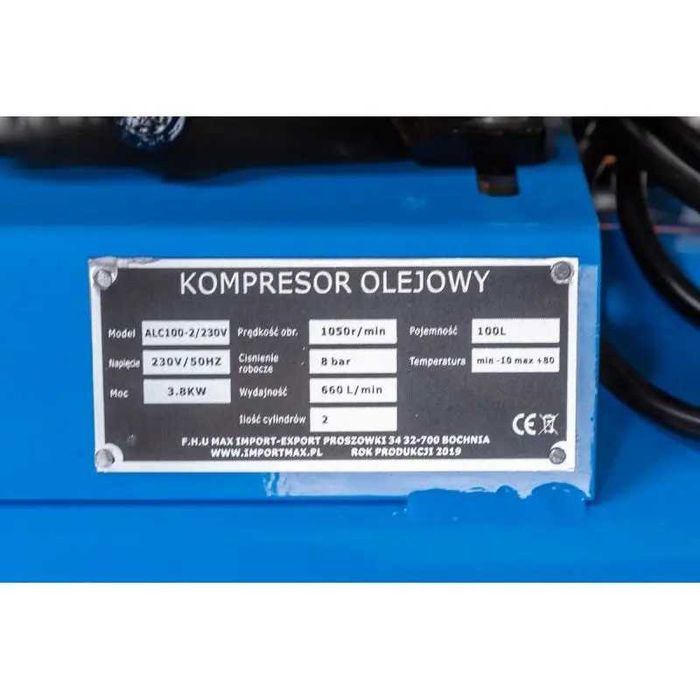 Компресор 100 л масляний 2 поршневий AL-FA ALC100-2
