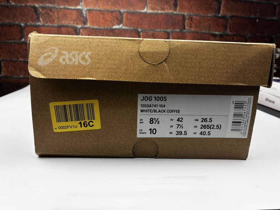asics jog 100s white/black coffee