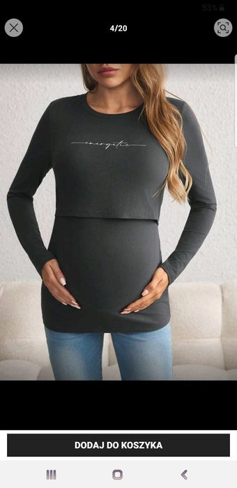 Szara bluzka do karmienia piersią r. S