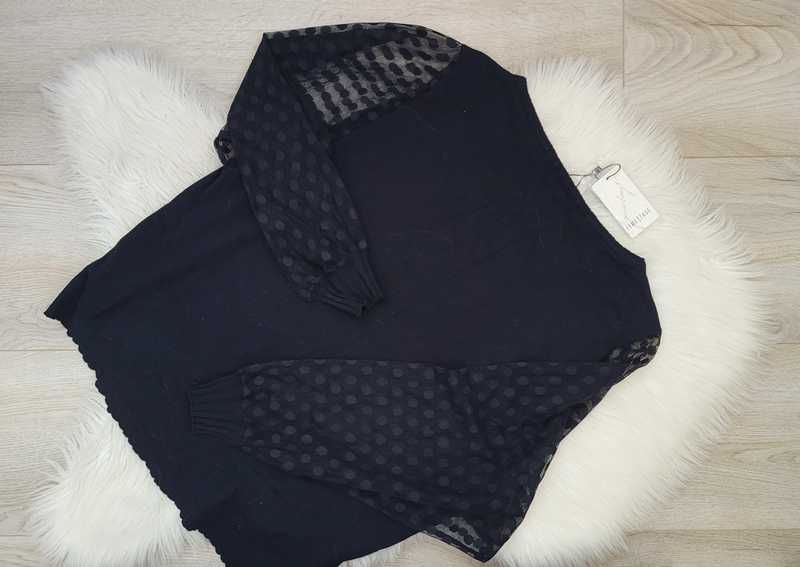 Czarny cienki sweter z przezroczystymi rękawami, Femestage L (40) nowy