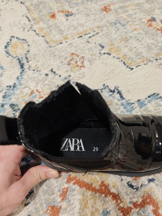 Zara 29 Botki jesienno zimowe buty dziewczęce lakierowane czarne kozak