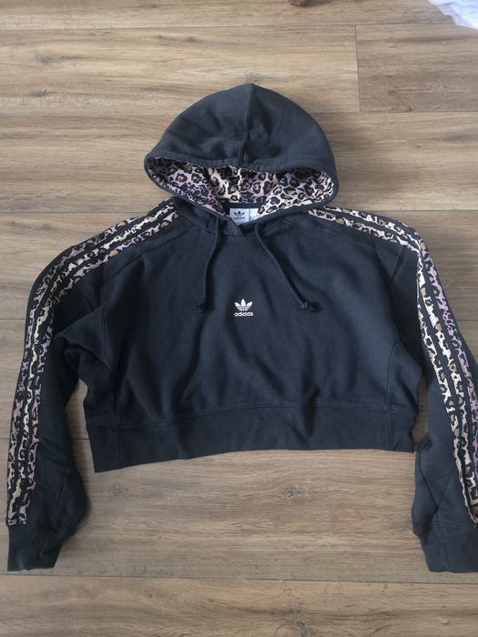 Bluza Adidas Originals Plus Cropped Hoodie With Leopard Print Stripes