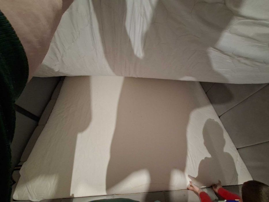 łóżko tapicerowane + materac + toper