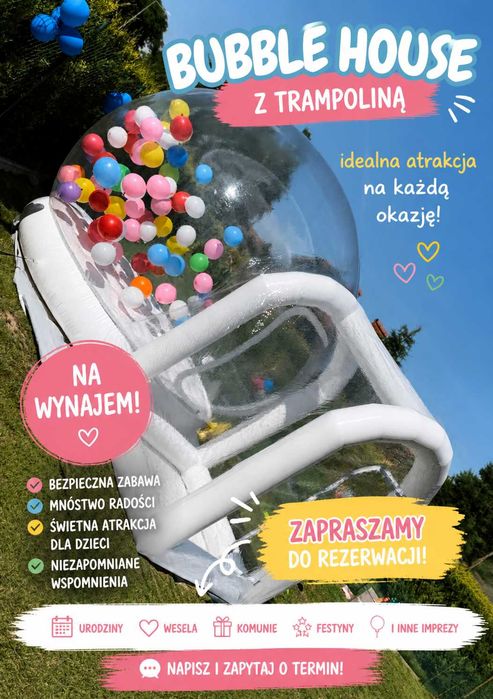 Wynajem Dmuchańca Bubble House z Trampoliną