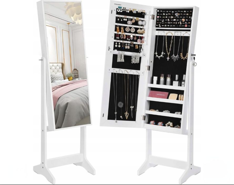Szafka na biżuterię z lustrem toaletka organizer gablotka