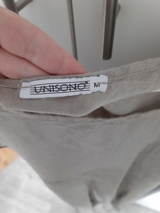 Sukienka unisono rozmiar m, kolor beżowy, materiał len