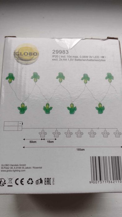 Girlanda kaktusy Led na baterie AA