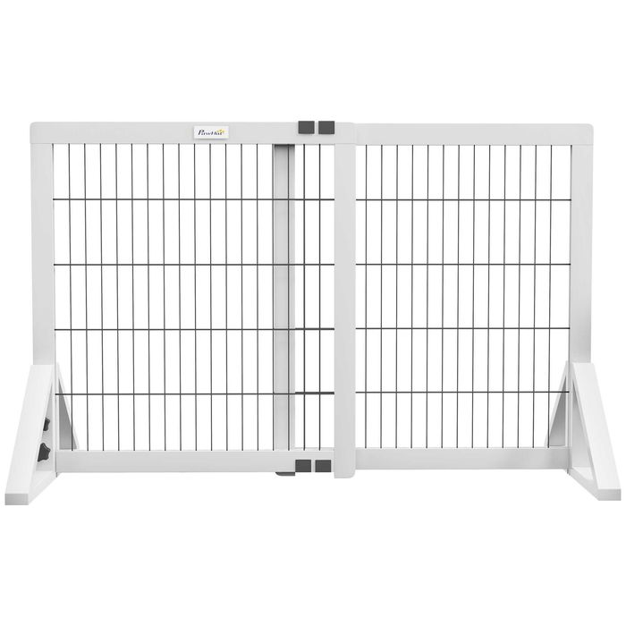 Pawhut Barreira de Segurança com 2 Painéis Largura Ajustável 63-106 cm em Pinho Aço Branco