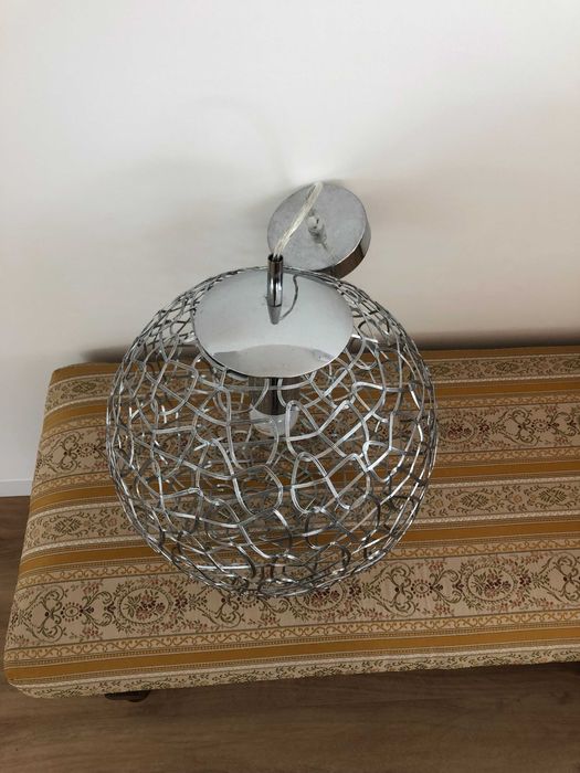 Candeeiro de bola entrançado inox.