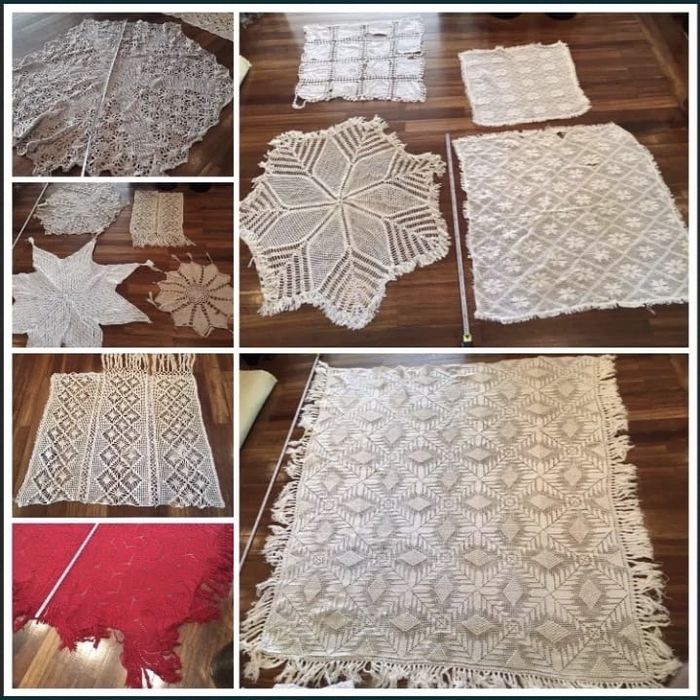 Stock grande lote Bordados mão crochê renda colecção