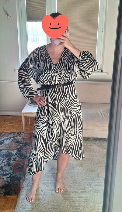 Nowa Mango sukienka midi w zebrę, M