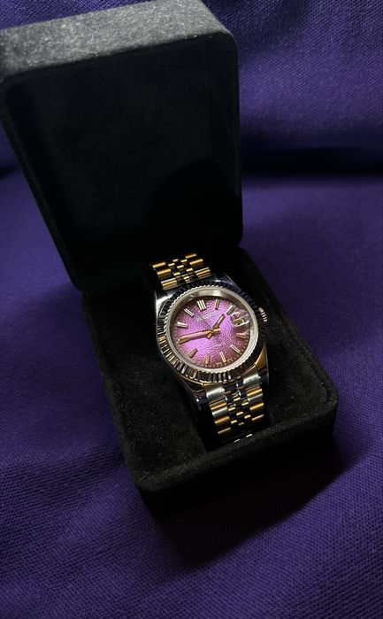 Zegarek automatyczny Seiko mod datejust purple textured fioletowy nh35