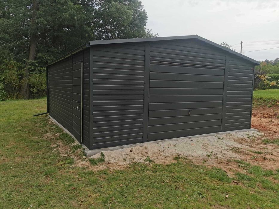 Garaż blaszany 5x5 grafitowy, opcja personalizacji na życzenie!