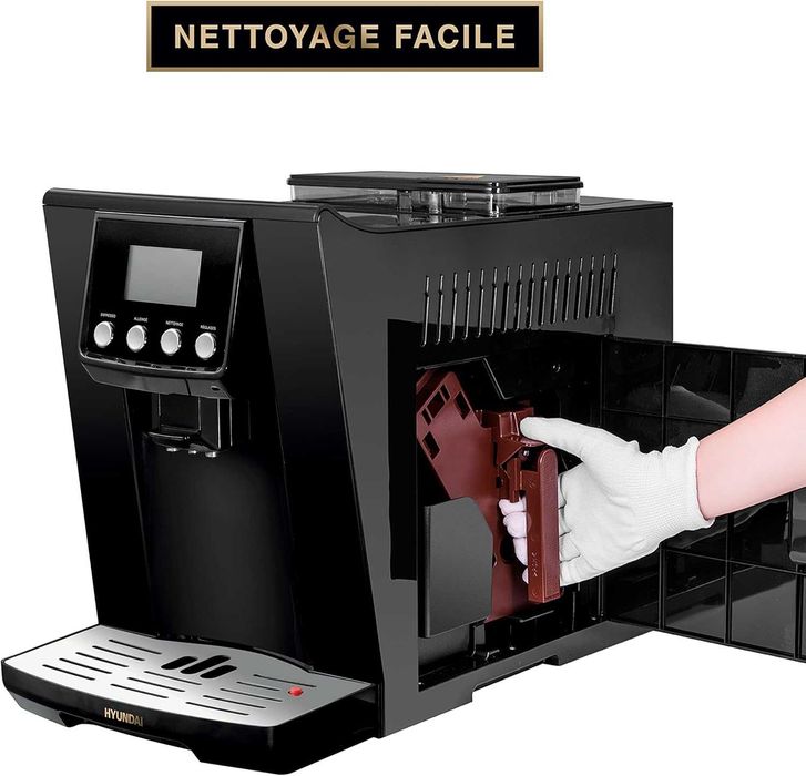 ekspres ciśnieniowy HYUNDAI do kawy ziarnistej  LCD, młynek, 19 bar
