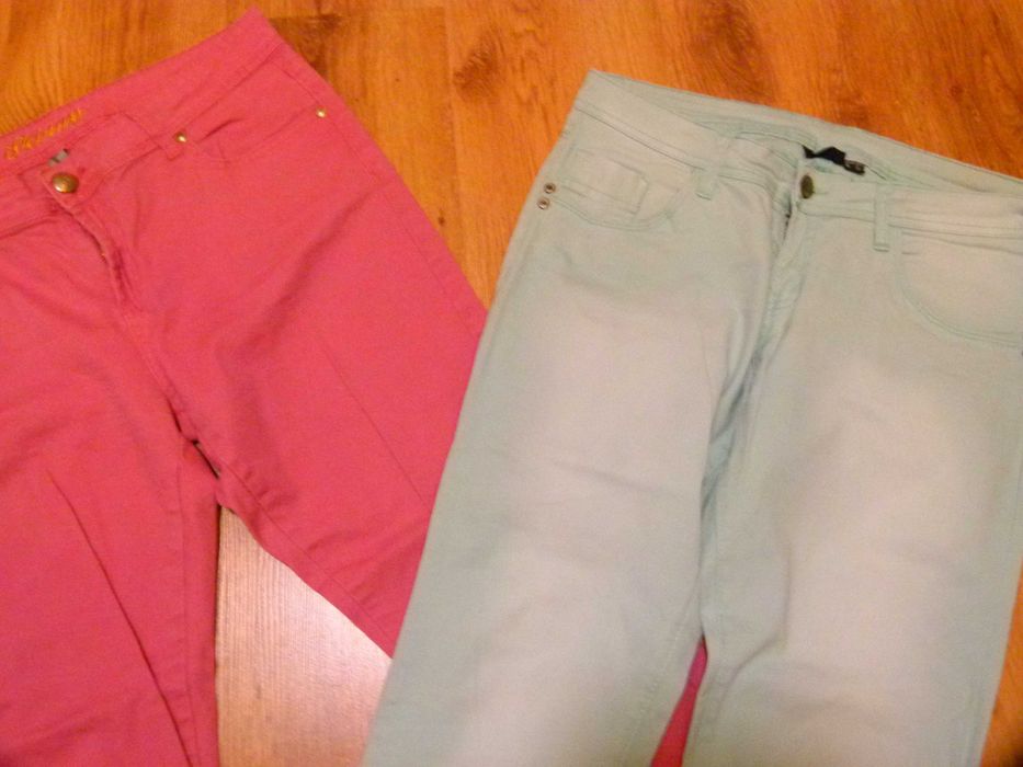 spodnie jeans zestaw 2 sztuki różowe i turkusowe rozm 40 L