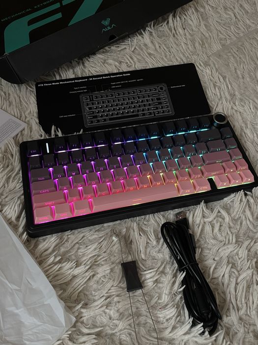 AULA F75 pink gradient механічна ігрова клавіатура RGB
