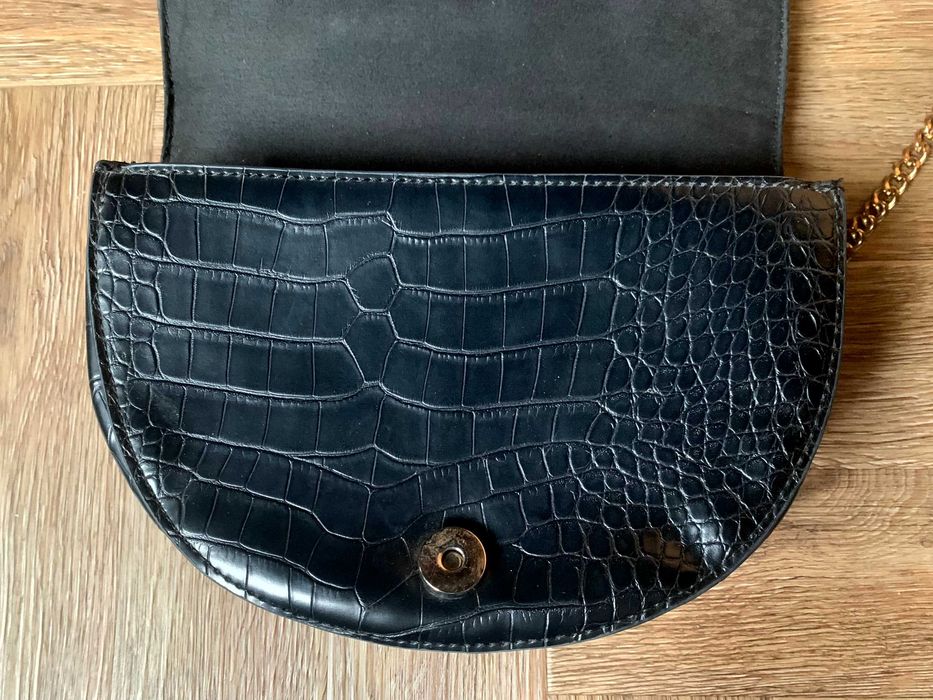 New Look torebka czarna na łańcuszku faux croc animal print stan BDB