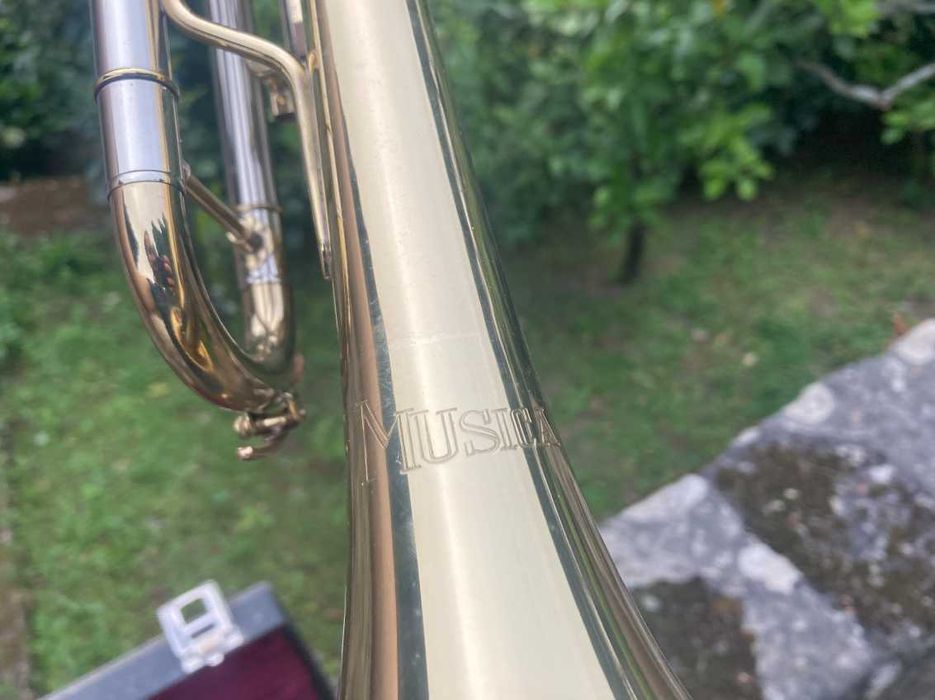 Trompete com estojo rígido de transporte