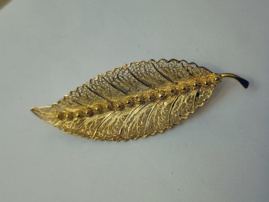 Alfinete folha filigrana manual